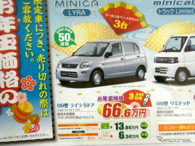 ●ミニカライラ ●東日本三菱自動車販売株式会社 ●福島本内店024-533-9301福島八島田店024-558-1115福島鳥谷 野店024-545-2222二本松店0243-23-5525他12店 ●1月9日(土)から1月11日(月)まで ●にこすけ