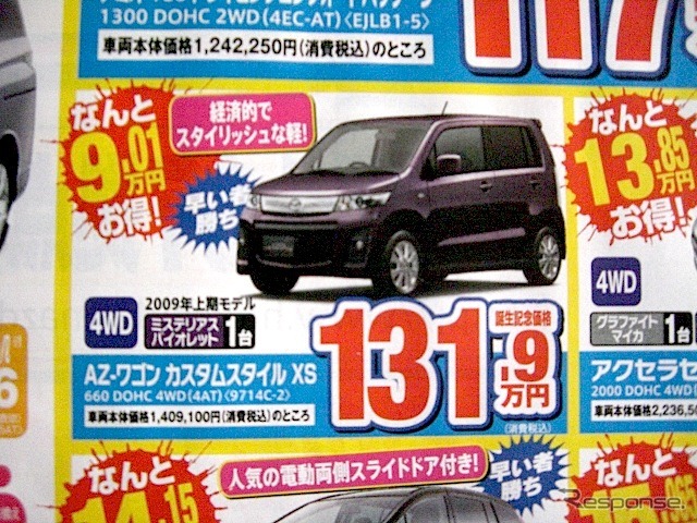 ●AZ−ワゴン カスタムスタイル XS ●北海道マツダ ●中央店011-551-1312、山鼻店011-561-8156、他8店 ●1/16(土)、1/17(日) ●ベアージラフ