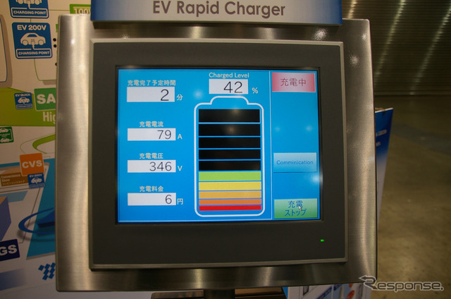 九州電力で展示されていたキューキの急速充電器