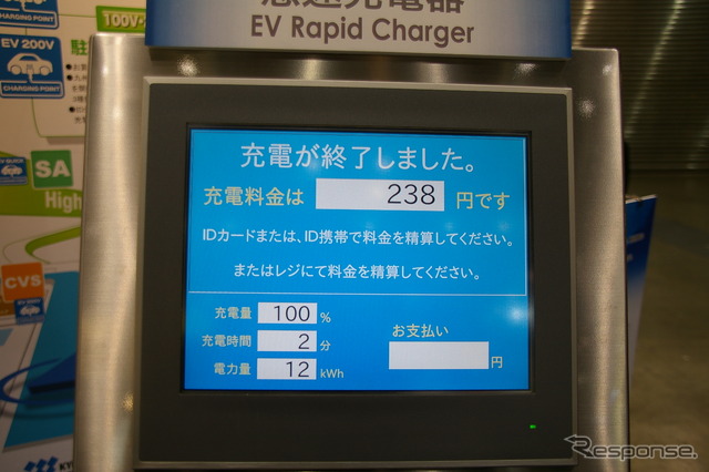 九州電力で展示されていたキューキの急速充電器