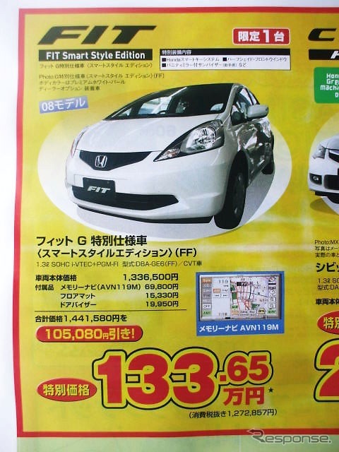 ●フィットG ●Honda Cars新潟中央 ●近江店 025-283-1122、笹口店 025-243-6311、赤道店 025-271-4700、阿賀店 025-271-4151 他1店 ●2/20から2/28 ●月猫