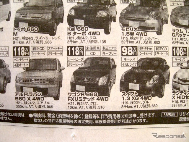 ●ワゴンR ●北日本自動車共販011-752-1313 ●期限記載なし ●ベアージラフ
