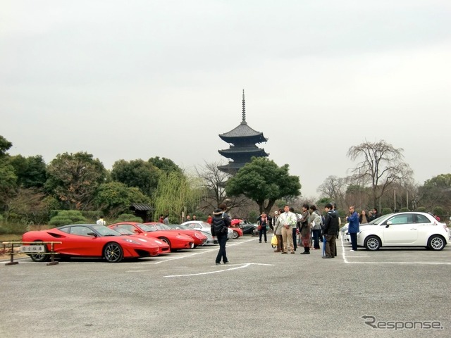 東寺に集まったCOPPA DI KYOTOの参加車たち