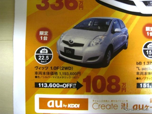 ●ヴィッツ1.0F（2WD） ●ネッツトヨタ道東 ●釧路店0154-52-3330、星が浦店、他2店 ●3/20〜3/22 ●ひなごろ