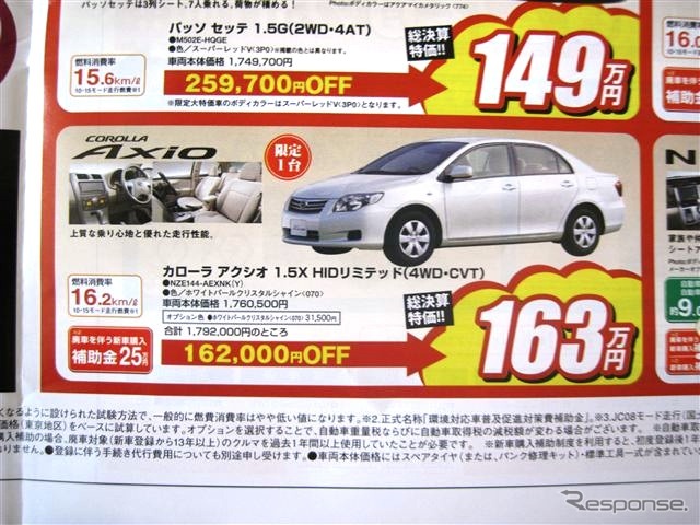 ●カローラ　アクシオ　1.5X　HIDリミテッド（4WD・CVT） ●トヨタカローラ釧路 ●本店0154-23-2435、星が浦店、他4店 ●3/20〜3/22 ●ひなごろ