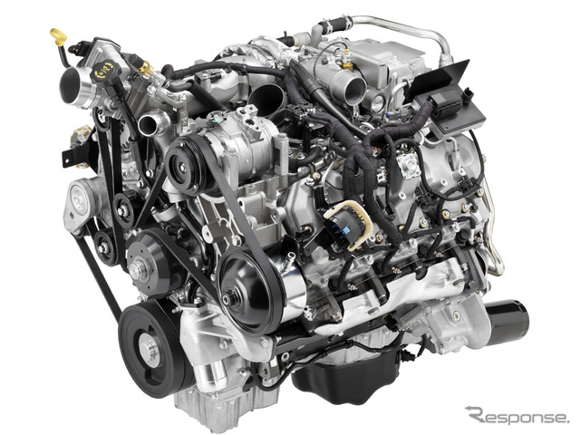 シカゴモータショーに出展されたV8ターボディーゼルエンジン。バイオ燃料にももちろん対応する