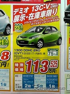●デミオ13C-V ●株式会社湘南マツダ大磯本店0463-61-0976 ●藤沢店0466-36-9101、相模原店042-743-5531、他6店 ●4/11 ●のこのこ