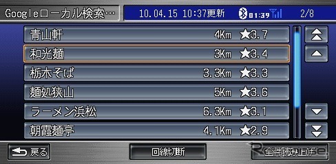検索結果一覧画面