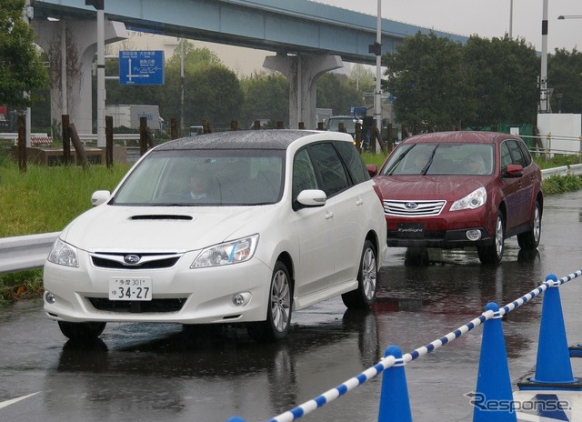 全車速追従機能付クルーズコントロールのテスト風景。