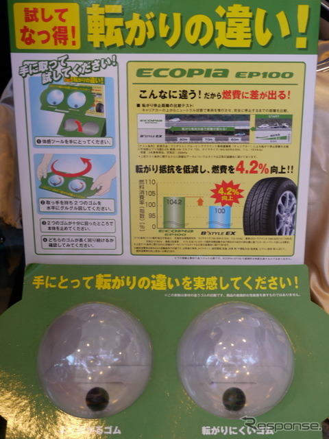 エコタイヤコーナーの説明展示(ブリヂストン)