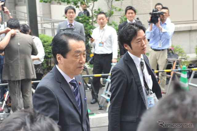 代表選の会場入りをする菅前風大臣兼財務相 撮影=中島みなみ