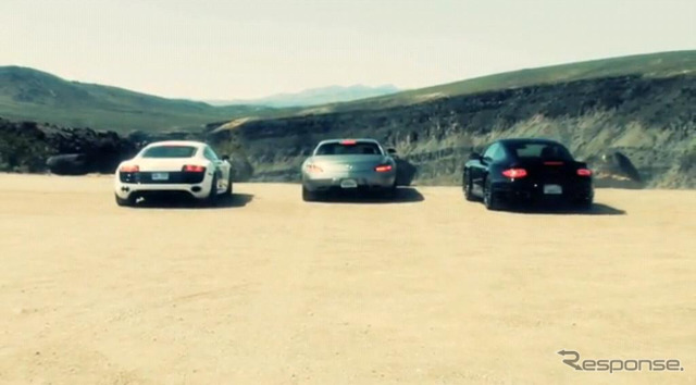 ドイツ製スーパーカーの比較テスト（画像は動画キャプチャー）