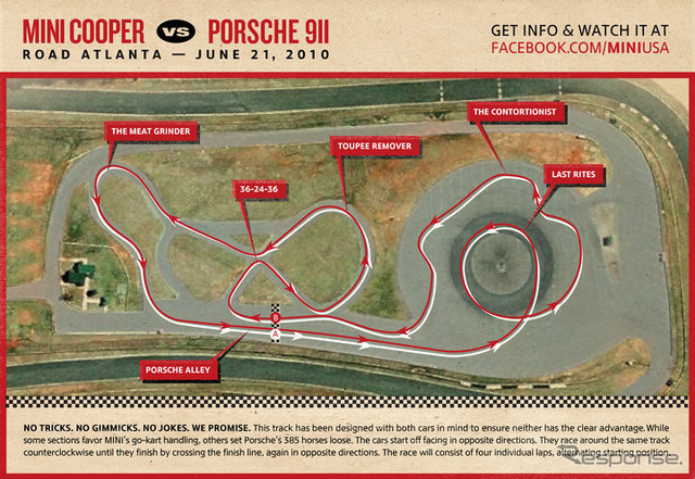 対抗レースの舞台となる米ロードアトランタの特設コース図