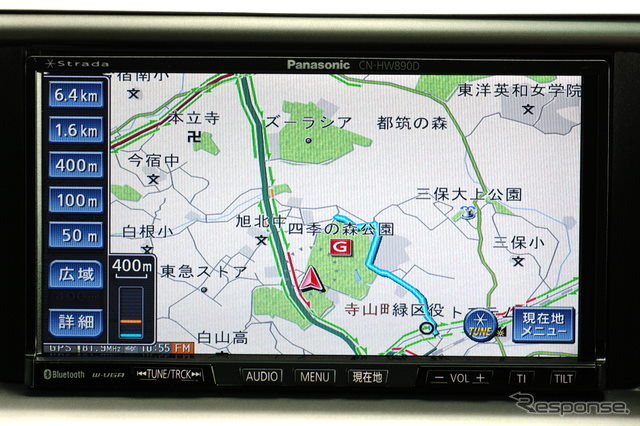 画面右下に設置された「TUNE」アイコンが“ストラーダチューン”の設定ボタンとなる