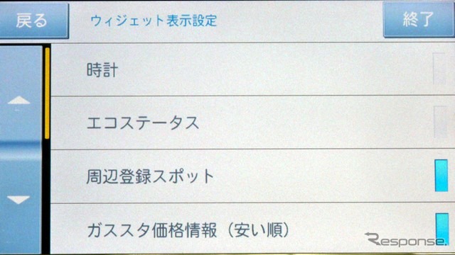 ウィジェット表示設定