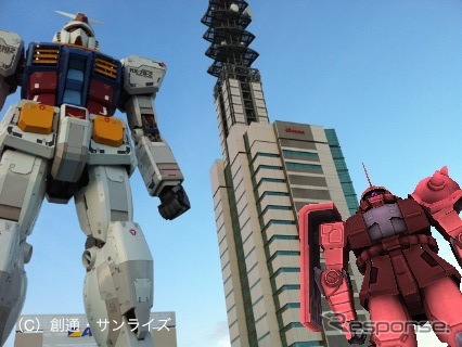 東静岡の実物大ガンダムに赤いシャア専用ザクがARで登場