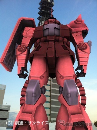 東静岡の実物大ガンダムに赤いシャア専用ザクがARで登場