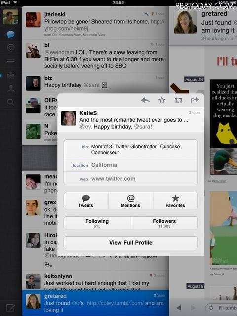 「Twitter for iPad」投稿者の詳細ページ 「Twitter for iPad」投稿者の詳細ページ