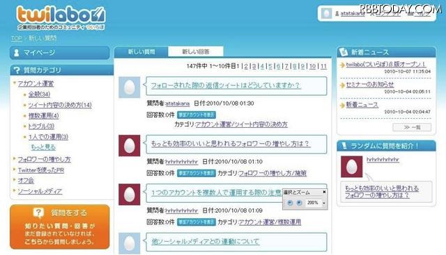 twilaboの操作画面 twilaboの操作画面