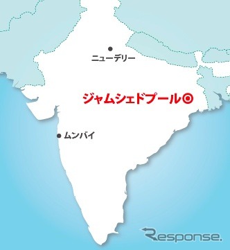 製鉄所があるジャムシェドプール周辺図