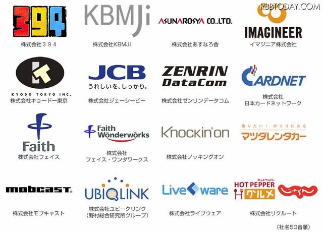 LAP(Location-based Application Provider) 予定企業 一覧 LAP(Location-based Application Provider) 予定企業 一覧
