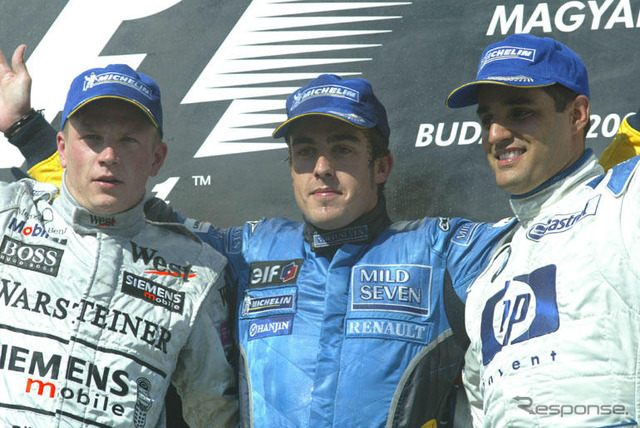【F1ハンガリーGP写真蔵】最年少優勝アロンソにチームも熱狂