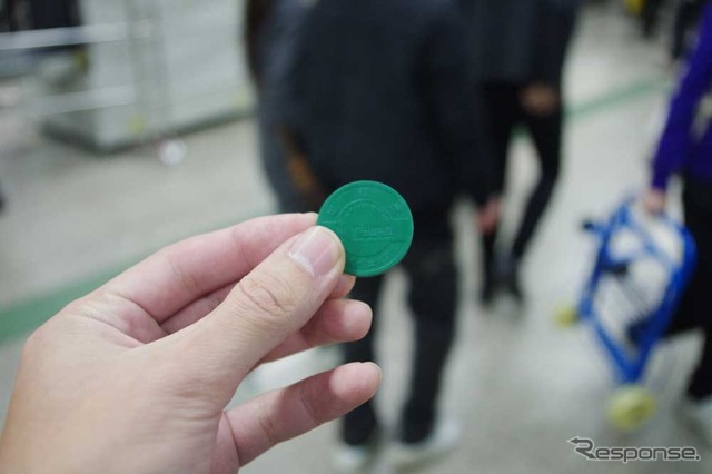 切符がわりのコイン。これで自動改札を通る