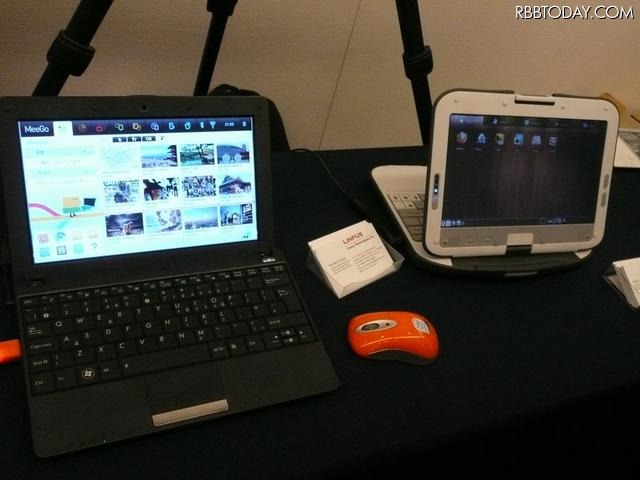 業界で有名な台湾のLinpus Technology Inc,のブース。タブレットPCバージョンおよびネットブックバージョンの「Linpus Lite for MeeGo」を紹介 業界で有名な台湾のLinpus Technology Inc,のブース。タブレットPCバージョンおよびネットブックバージョンの「Linpus Lite for MeeGo」を紹介