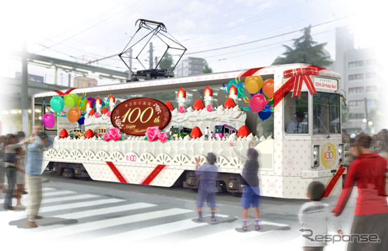 都営交通が8月1日に創業100周年を迎えるのを記念して都電荒川線で花電車を運行(貨物車両のため乗車はできない)