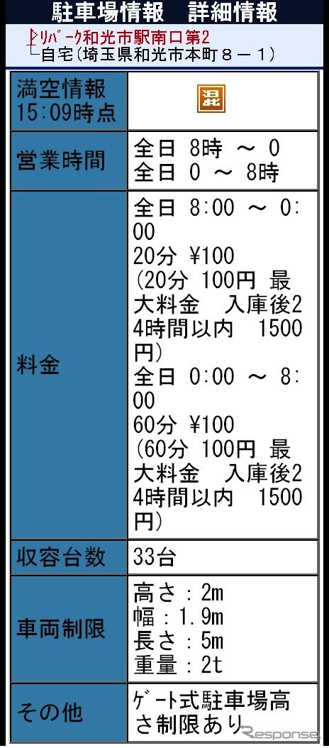 携帯画面イメージ。駐車場セレクト