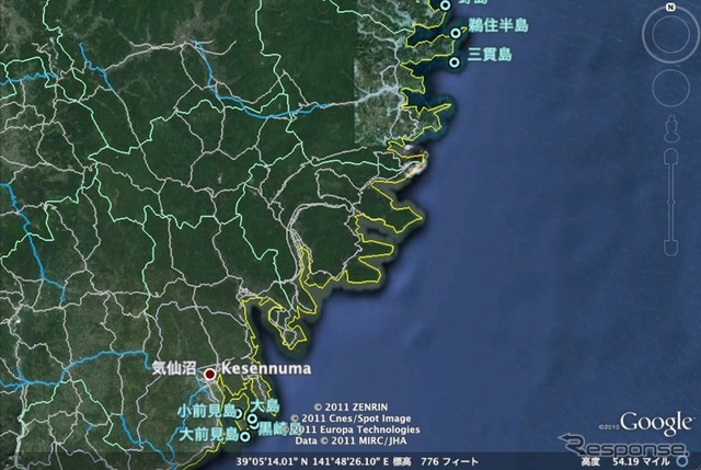 インターナビの通行実績情報を、通行可能な道路の参考情報としてGoogleEarth上に公開