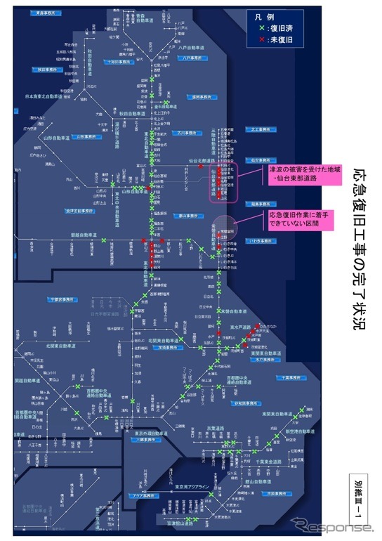 NEXCO東日本、高速道路の被害と復旧状況を公開