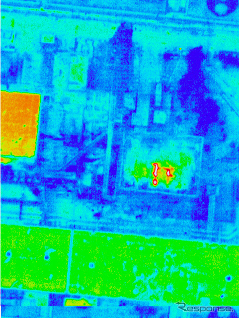 福島第一原発第1号炉の最高放射温度は58°（防衛省技術研究本部撮影）