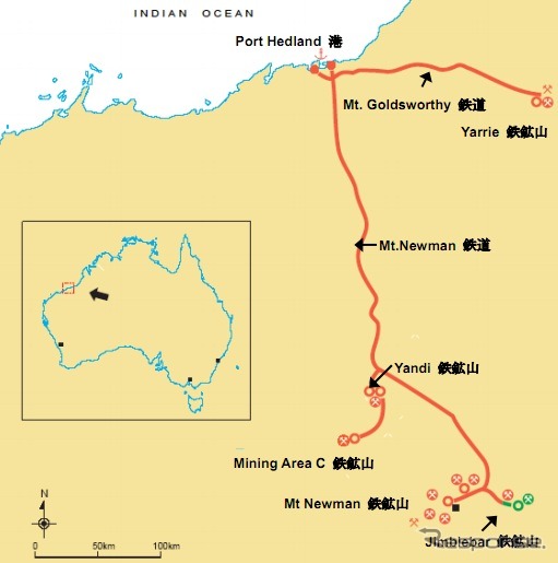 三井物産、BHPビリトン、伊藤忠商事のプロジェクト所在地