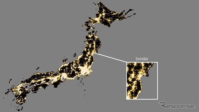 が宇宙から撮影した夜間の日本列島