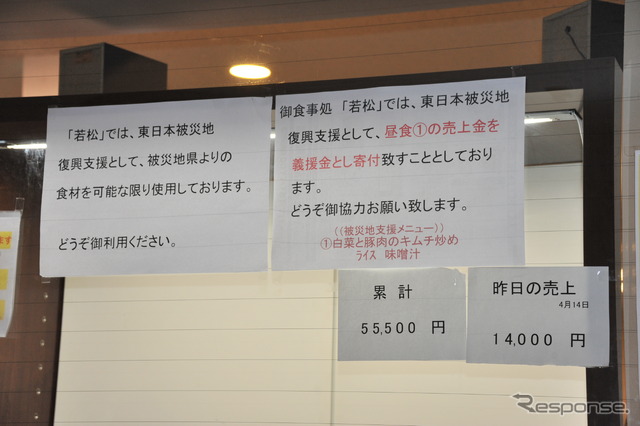 支援メニューの売上は義援金として寄付