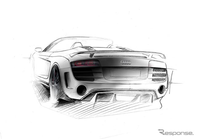 アウディ R8GTスパイダーのデザインスケッチ