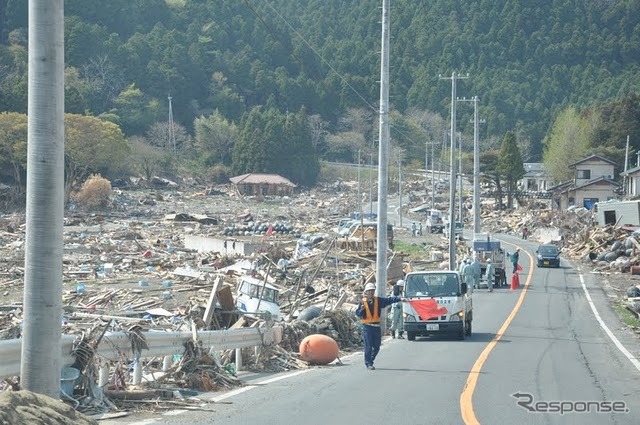 津波被害に遭った宮城県石巻市のようす（2011年5月9日）