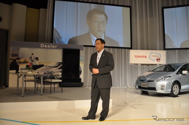 豊田章男社長(23日、セールスフォース・ドットコムとの提携を発表)