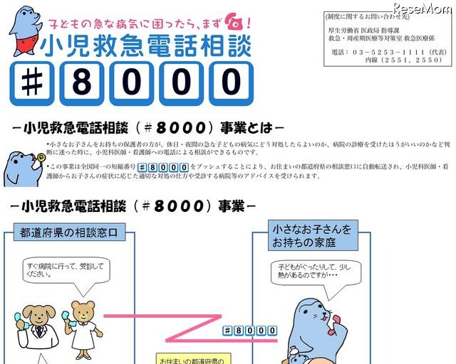 休日・夜間に相談できる「小児救急電話相談（＃8000）」 小児救急電話相談（＃8000）