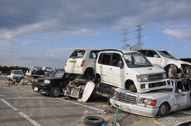 被災車両の保管所