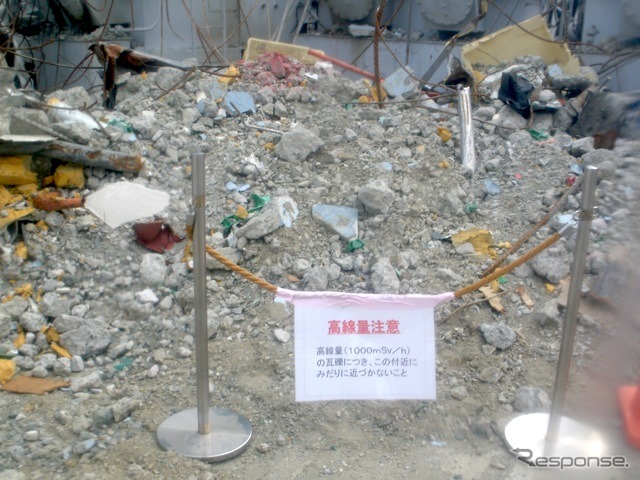 福島第一原子力発電所3号機原子炉建屋付近がれきの状況（5月21日撮影）