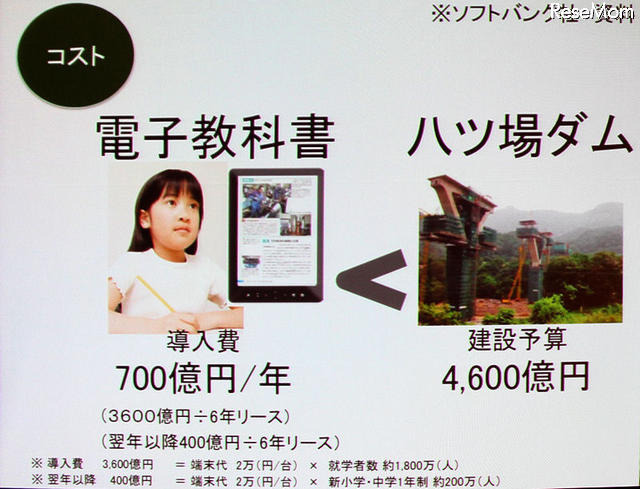 【NEE2011】2015年には1,000万人にデジタル教科書を…中村伊知哉氏 電子教科書導入にかかる費用の試算例
