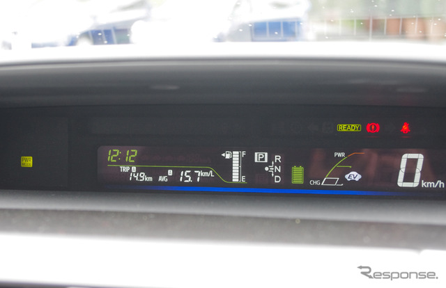 パワーモードで山道を走行。それでも燃費は15.7km/リットル。