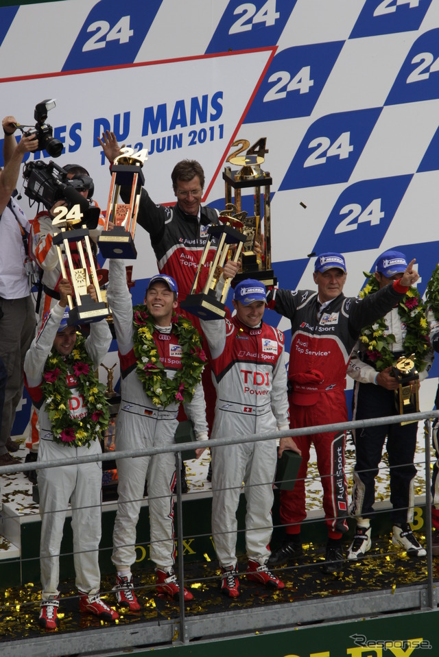 第79回ルマン24時間レースはアウディのマルセル・ファスラー、アンドレ・ロッテラー、ブノワ・トレルイエ組が優勝。