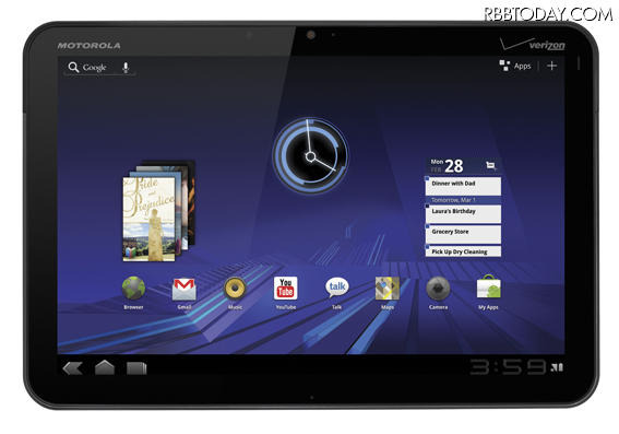 搭載OSのAndroid 3.0はタブレットに最適化されたもの 搭載OSのAndroid 3.0はタブレットに最適化されたもの