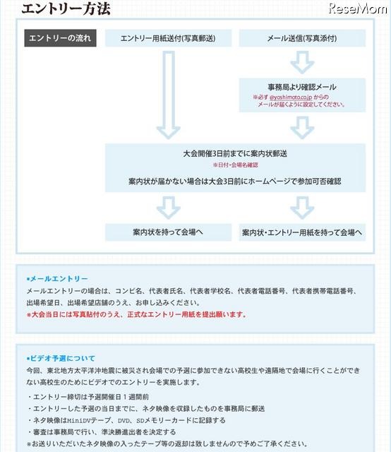 高校生対象「イオンハイスクールマンザイ2011～H-1甲子園～」参加者募集 エントリー方法
