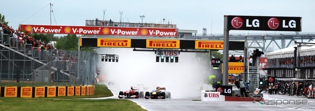 ベッテル（向かって右）とアロンソ（F1カナダGP）