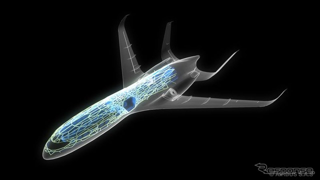 2050年のエアバス構想図。鳥の骨にヒントを得たバイオニック構造