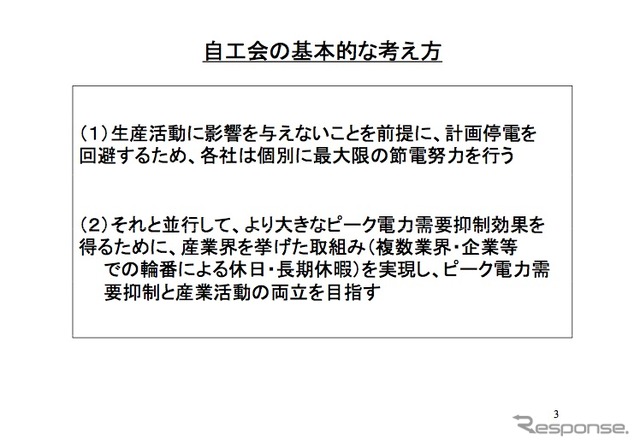 自動車工業会による「夏期電力需要抑制に向けた輪番休日・夏期休暇シフトの提案」